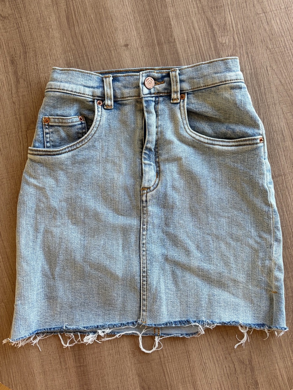 Wilfred Light Blue Denim Mini Skirt